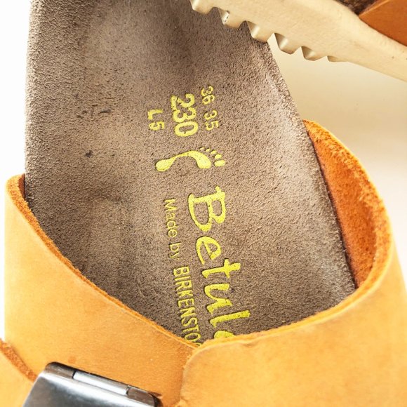 BIRKENSTOCK BETULA ORANGE LEATHER SLIDE 36 / L5 - Picture 3 of 4